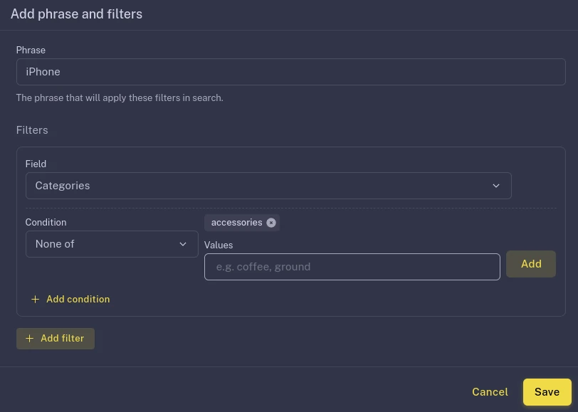 Rules dashboard - Quarticon search